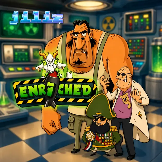 Isang visual na representasyon ng Enriched slot na may temang laboratoryo at retro na disenyo.